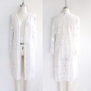 Style & Co. Sheer Ivory Embroidered Kimono